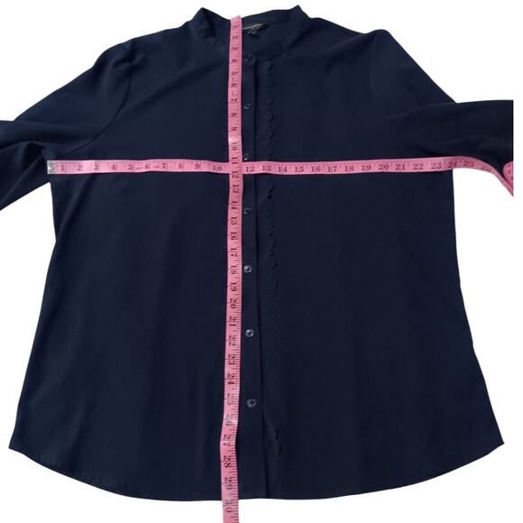 BANANA REPUBLIC Blouse Top Flowy Dark Navy Blue XL Career‎ Office Professional - Picture 5 of 8